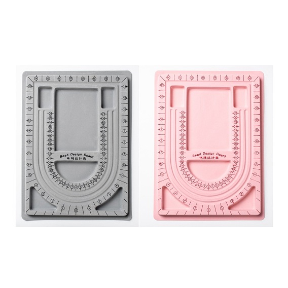 Plastic Bead Design Boards for Necklace Design, Flocking, Rectangle, 9.45x12.99x0.39 inch