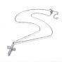 304 Stainless Steel Pendant Necklaces, with Lobster Claw Clasps and Cable Chains, Cross