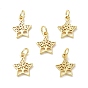 Rack Plating Brass Charms, with Jump Ring, Lead Free & Cadmium Free, Hollow, Star with Tree of Life Charm