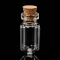 Contenedores de talón tarro de cristal, con tapón de corcho, deseando botella, Claro, 13x27 mm