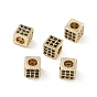 Real 18K Gold Plated Brass Micro Pave Cubic Zirconia Beads, Cube