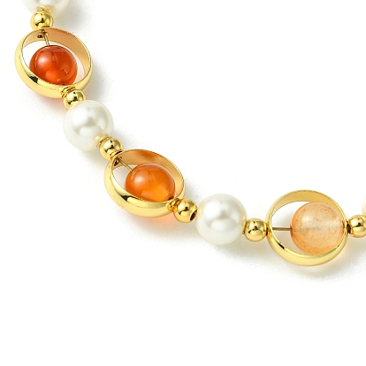 3piezas 3 pulseras de cadena tipo cable deslizante de latón estilo, Pulsera de cuentas de perlas y piedras preciosas naturales para mujer.