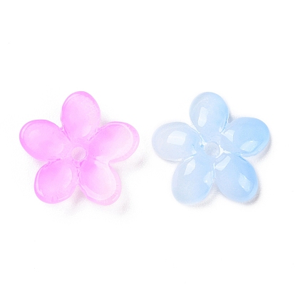 Transparent Baking Paint Glass Beads, Flower