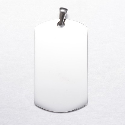 Ion Plating(IP) 304 Stainless Steel Pendants, Stamping Blank Tag, Rectangle