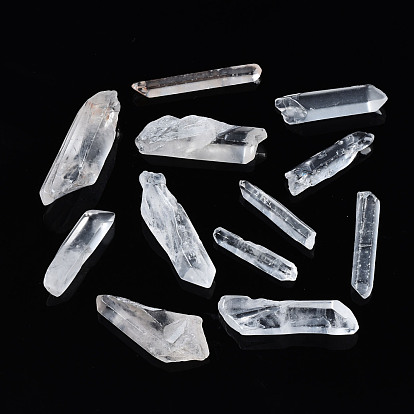Natural Quartz Crystal Beads, Rock Crystal, Nuggets, No Hole/Undrilled, for Wire Wrapped Pendant Making