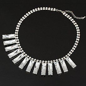 Sparkling Crystal Long Necklace with Diamond Accents - Fashionable and Elegant Jewelry