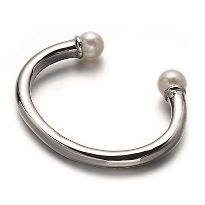 316 bracelets de manchette chirurgicaux en acier inoxydable, avec perles perles acryliques de l'imitation, 45x59mm