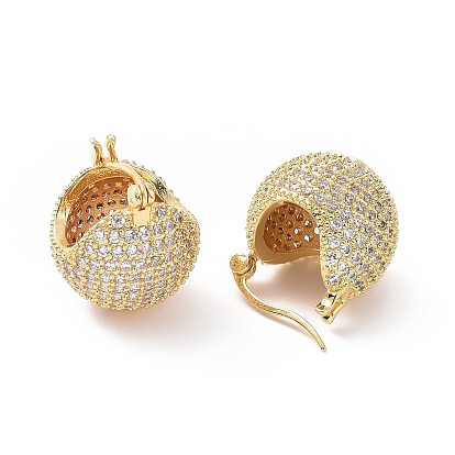 Boucles d'oreilles créoles rondes en zircone cubique transparente, bijoux en laiton pour femmes