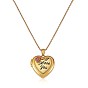Coeur avec collier pendentif médaillon photo fleur rose, mot je t'aime bijoux commémoratifs en laiton pour femmes
