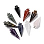 Natural Gemstone Pendants, with Platinum Brass Findings, Cone