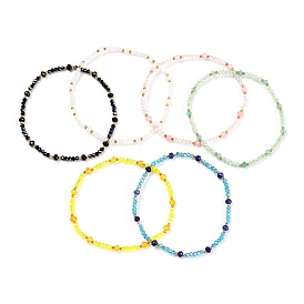 Verre electroplate bracelets en perles extensibles, avec des perles de jade de malaisie naturelle (teintes) et de pierres précieuses d'opalite et des perles de fer