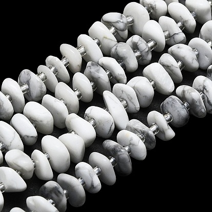 Chapelets de perles howlite naturelles , avec des perles de rocaille, plat