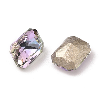 K 5 cabujones de diamantes de imitación de cristal, puntiagudo espalda y dorso plateado, facetados, Rectángulo