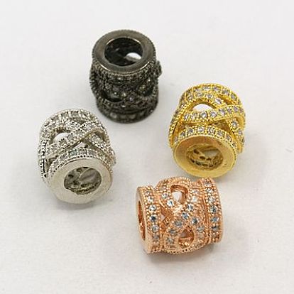 Laiton zircone cubique perles européennes, colonne