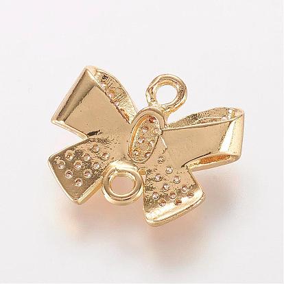 Brass Micro Pave Cubic Zirconia Links, Bowknot