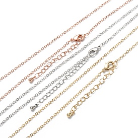 Brass Cable Chain Necklaces, Long-Lasting Plated