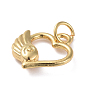 Brass Charms, Long-Lasting Plated, Matte Style, Real 18K Gold Plated, Heart and Wing