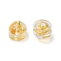 Rack Plating Brass Ear Nuts, with Silicone, Long-Lasting Plated, Lead Free & Cadmium Free, Half Round