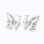 201 Stainless Steel Charms, Manual Polishing, Word LOVE