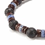 Ensemble de bracelets extensibles en perles de jaspe et de tache bleue de style noix de coco naturelle et roche de lave, bijoux de pierres précieuses d'huile essentielle pour les femmes
