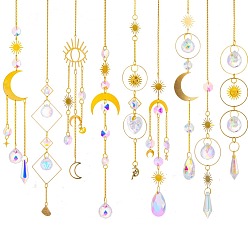Glass Pendant Decorations, Hanging Suncatchers, with Brass Findings, for Home Decoration