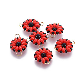 Liens de perles de rocaille japonaises faites à la main miyuki & toho, Motif métier, fleur du soleil