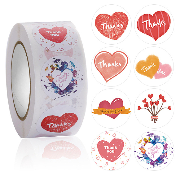 Corazón de papel pegatinas, etiquetas autoadhesivas autoadhesivas en rollo, para sobres, sobres y bolsas de burbujas