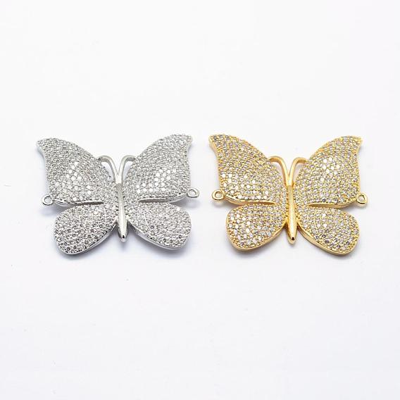 Long-Lasting PlatedBrass Micro Pave Cubic Zirconia Links, Butterfly