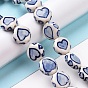 Handmade Porcelain Beads Strands, Blue and White Pocerlain, Flat Round with Heart Pattern