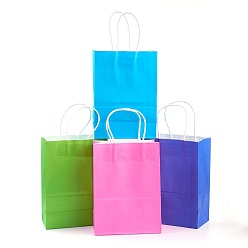Kraftpapiertüten in reiner Farbe, Geschenk-Taschen, Einkaufstüten, mit Papiergarngriffen, Rechteck