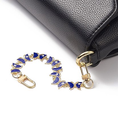 Alloy Enamel Butterfly with Evil Eye Link Chain Bag Extender Chains, with Alloy Swivel Clasps