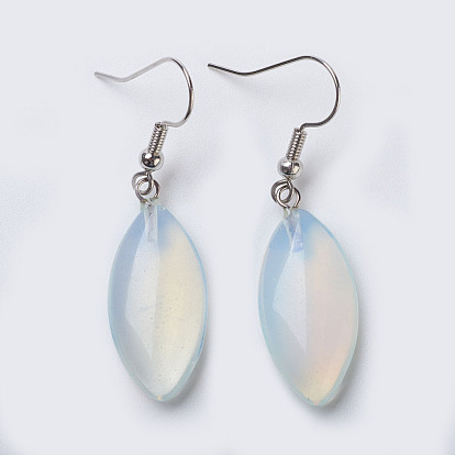 Gemstone Dangle Earrings, with Platinum Tone Brass Findings, Horse Eye