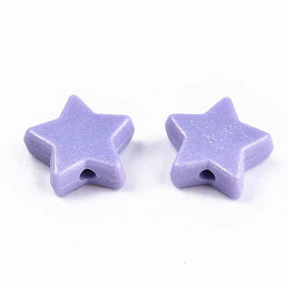 Spray Painted Acrylic Beads, Rubberized Style, Star