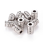 304 Stainless Steel Beads, Grooved Beads, Column, 11x15mm, Hole: 5mm