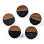 304 плоские круглые серьги-гвоздики из смолы и орехового дерева с булавкой из нержавеющей стали для женщин