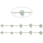 304 cadenas de eslabones de acero inoxidable, con perlas de vidrio y perlas de gemas naturales, larga duración plateado, con carrete, sin soldar, dorado