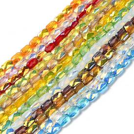 Transparent Electroplate Glass Beads Strands, AB Color, Faceted Rectangle