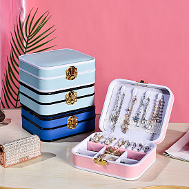Boîte de rangement de bijoux en simili cuir, étui compact pour accessoires de boucles d'oreilles, boîte à bijoux de voyage portable, rectangle