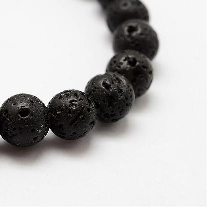 Natural Lava Rock Round Beads Stretch Bracelets