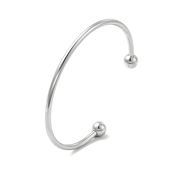 Classiques 201 bracelets manchette en acier inoxydable pour femmes, bracelets de couple, fin avec des perles rondes amovibles
