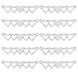 10 abalorios de conector de acero inoxidable., 5 enlaces de corazones