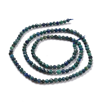 Brins de perles naturelles de chrysocolle et de lapis-lazuli, facette, ronde