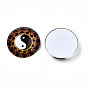 Cabochons en verre, demi-rond avec motif yin yang