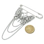 Butterfly Tibetan Style Alloy Rhinestone Charm Safety Pin Brooch, Iron Kilt Pin