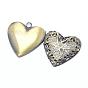Brass Diffuser Locket Pendants, Photo Frame Charms for Necklaces, Cadmium Free & Nickel Free & Lead Free, Heart