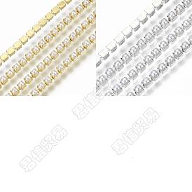 PandaHall Elite 2 Rolls 2 Colors Brass Claw Chains, with ABS Plastic Imitation Pearl Beads, with Spool
