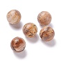 Picture naturelles perles de jaspe, pas de trous / non percés, pour création de fil enroulé pendentif , ronde
