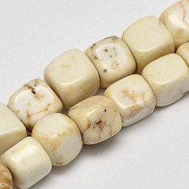 Cube Natural Magnesite Beads Strands, 7x7x7mm, Hole: 1mm, about 55pcs/strand, 15.6 inch