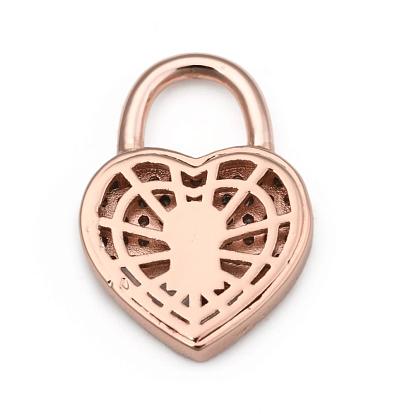Micro cuivres ouvrent pendentifs zircone cubique, cadenas coeur
