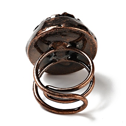 Регулируемое кольцо друзы с натуральным аметистом, украшения из латунной проволоки для женщин, Красная медь, без кадмия и без свинца